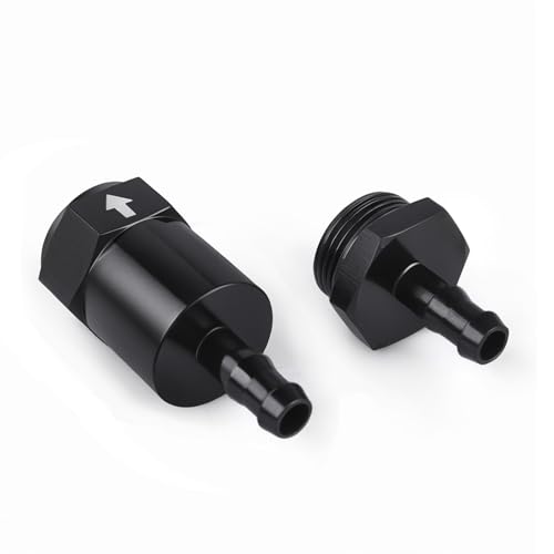 3/8" Billet Inline Fuel Filter 30 Micron Anodized Aluminum Black 2PCS - size: 3/8 in