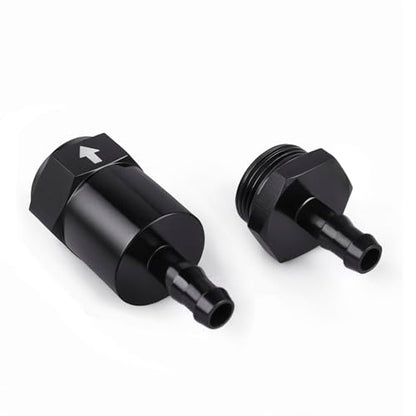 3/8" Billet Inline Fuel Filter 30 Micron Anodized Aluminum Black 2PCS - size: 3/8 in