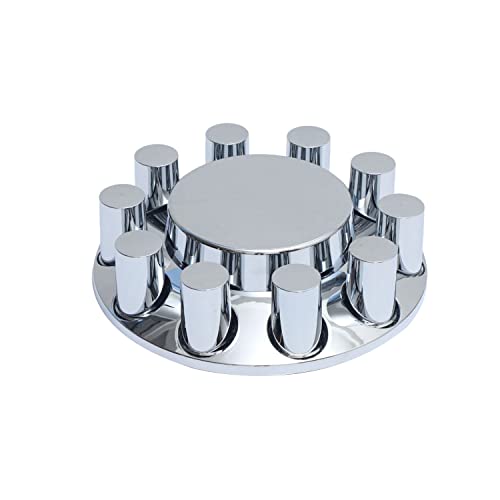 ABS Plastic Chromed Hubcaps Front and Rear Wheel Axle Cover Set with 33mm Thread-On Lug Nut Covers for Semi Trucks (Flat) - color: Flat