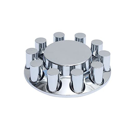 ABS Plastic Chromed Hubcaps Front and Rear Wheel Axle Cover Set with 33mm Thread-On Lug Nut Covers for Semi Trucks (Flat) - color: Flat