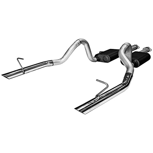Flowmaster 17213 American Thunder Cat-Back Exhaust Kit 2.5 Inch Aluminized Steel Polished 304 Stainless Steel Tips Compatible with 1987-1993 Ford Mustang LX 5.0 and 1986 Mustang GT