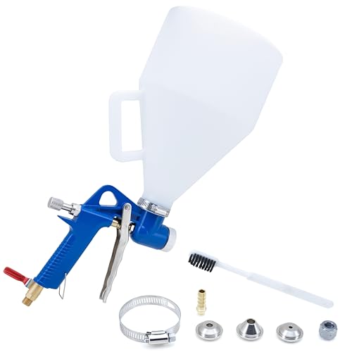 NEIKO 31227A Drywall Texture Sprayer, Air Texture Gun with 1.2 Gallon Hopper Gun, 3 Nozzles: 4 mm, 6 mm, 8 mm, Stucco Mud or Popcorn on Walls and Ceiling, Knockdown, Spray Gun with Handle - style: Texture Spray Gun