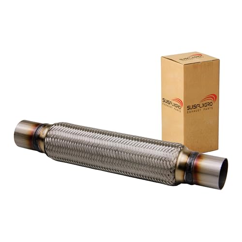 Exhaust Flex Pipe Universal Type 100% Stainless Steel For Heavy Duty and Cars (1 PC, 2X12X16) - size: 2X12X16