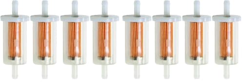 HIPA 845125 695666 Fuel Filter for Brigs and Straton 691035 493629 MTD Craftsman Troy Bilt John-D-eer D100 D105 D110 D120 D125 Lawn Mower Tractor 1/4" Gas Fuel Filter (Pack of 2) - size: 8 Pack