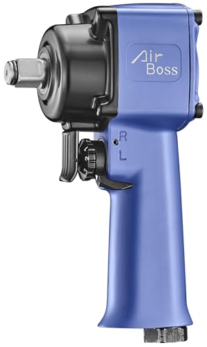 Airboss AW-100T 1/2" Stubby Air Impact Wrench, 700 ft-lbs Breakaway Torque, Twin Hammer, Magnesium Alloy, Compact High Torque Pneumatic Tool for Lug Nuts, Tire Service, Tight Spaces & Auto Shop - size: 700 FT LB