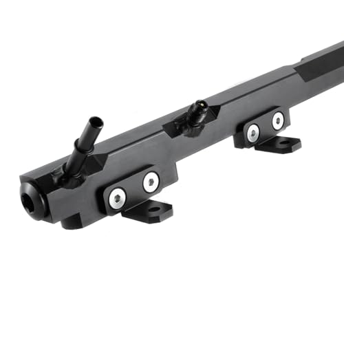 Billet Fuel Rail Replacement for 1997-2004 2008 Jeep Wrangler TJ Cherokee XJ 4.0L Black 1998 1999 2000 2001 2002 2003 04 94 95 96 97 98 Aluminum Billet Fuel Rail