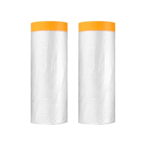 HARFINGTON 2pcs Pre-Taped Masking Film 70.9" x65ft w Plastic Sheeting,Clear - color: Clear, size: 70.9"x65ft