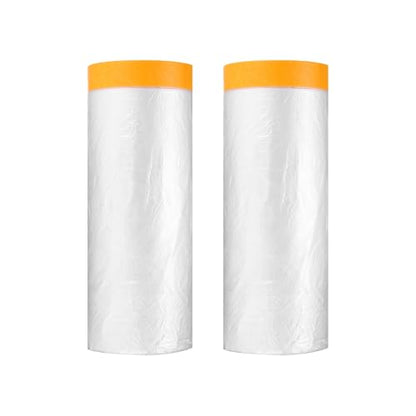 HARFINGTON 2pcs Pre-Taped Masking Film 70.9" x65ft w Plastic Sheeting,Clear - color: Clear, size: 70.9"x65ft