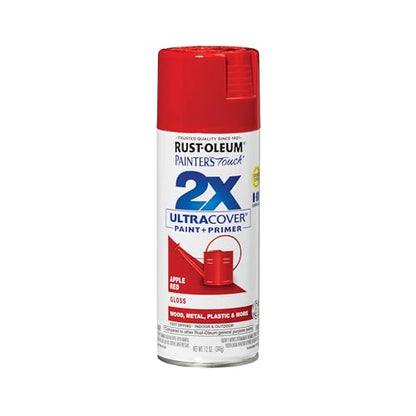 Rust-Oleum Painter's Touch 2X Ultra Cover Spray Paint, Gloss Apple Red - color: Gloss Apple Red, size: 12 Ounce (Pack of 1)