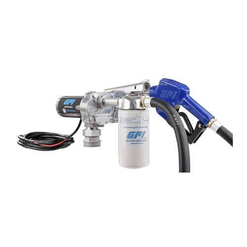 GPI - M-150 Series Fuel Transfer Pump, Automatic Shut-Off Nozzle with Filter Kit, 15 GPM, 12 Volt (110612-03) - style: Automatic Nozzle, Filter Kit