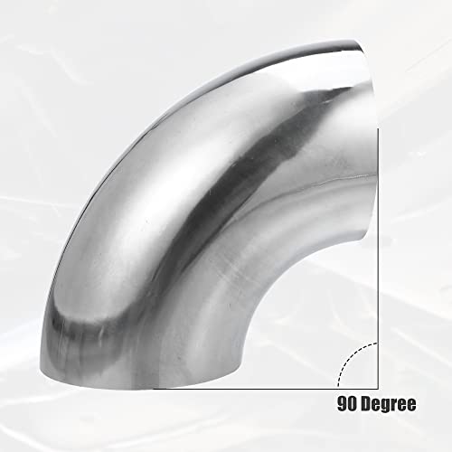 X AUTOHAUX 2pcs OD 4 Inch 90 Degree Mandrel Bend Elbow SS304 Stainless Steel Bend Tube Exhaust Elbow Pipe for Car Modified Exhaust System 4" Piping Silver Tone - size: 4"
