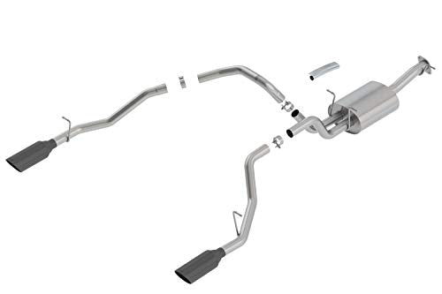 BORLA 140752BC Cat-Back Perf. Exhaust Sys. for '19-'23 Ram 1500 V8 Incl. E-Torque Incl. Rebel & G/T Models (Exc. Classic) T-304 S-Type Dual Split Rear Exit Single 5" Round Black Chrome Tips Each Side.
