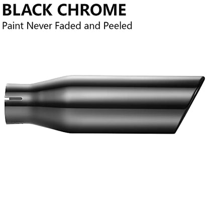 A-KARCK Exhaust Tips Black Chrome 2.25" Inlet, Muffler Tip with Never Fading and Peeling Coating, 2.25" Inlet to 3.5" Outlet 12" Long - size: 2.25" inlet - 3.5" outlet, 12" long