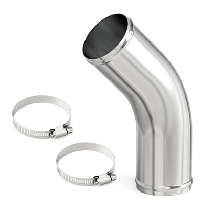 GASHER 1PCS 45 Degree Elbow Aluminum Alloy Tube Intercooler Pipe Air Intake Tube 3"OD, Leg Length 12" (300mm) with Bead Roll - color: 45 degree（With Clamps）, size: 3"OD (1 PC)