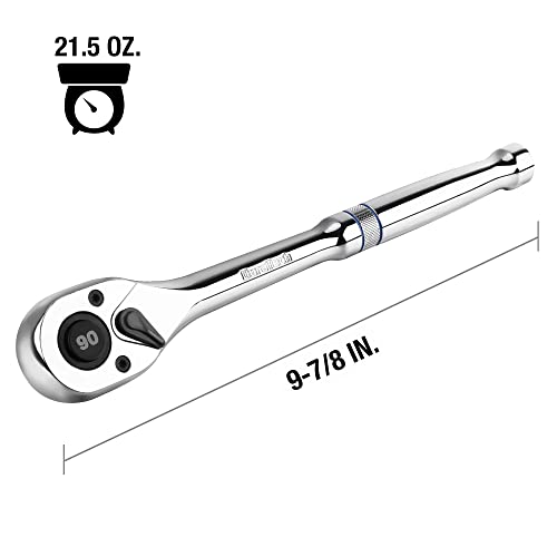 DURATECH 1/2-Inch Drive Ratchet, 90-Tooth Quick-Release Ratchet Wrench - size: 1/2"(Polished)