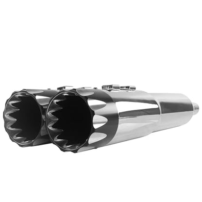 SHARKROAD 5.0" Slip-on Mufflers for Harley Touring - style: HDMF-509509CB, Chrome Body+Black Tip
