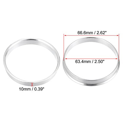 X AUTOHAUX 4pcs OD 66.6mm to ID 63.4mm Aluminum Alloy Hub Centric Rings - size: 66.6mm-63.4mm