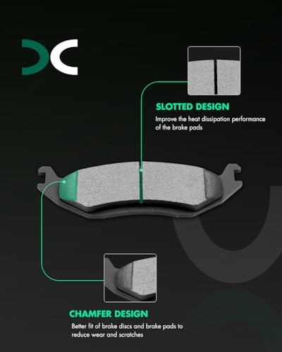 SCITOO Front Ceramic Rear Semi-Metal Brake Pads Sets For Ram 1500 2011-2014 - size: Front D1084 & Rear D967 [8PCS]