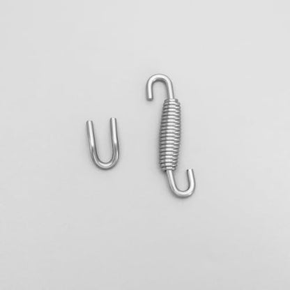 OTOTEC 4 Sets Muffler Springs Kits 59mm Stainless Exhaust Springs with 22x13mm Welding Fasteners for Universal Motor Exhaust Pipe Hooks Stainless Steel
