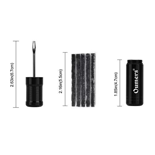 Oumers Tubeless Bike Tire Repair Tool Kit, Bike Tire Punctures with 5PCS Bacon Strips Plus Insertion Tool Tire Repair Fork Reamer - color: 5-black