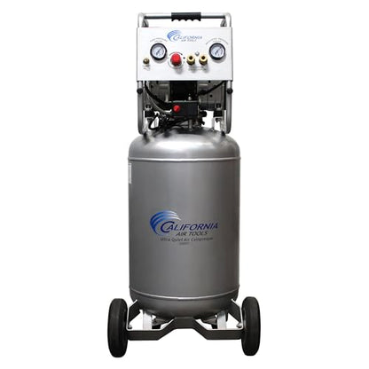 California Air Tools 20020AD 2.0 HP Ultra Quiet and Oil-Free Air Compressor with Wheels, 20 Gallon Tank Capacity, 70 dB Noise Level, Electric, Portable, with Automatic Drain Valve - style: Steel Tank, 110v w/Auto Drain