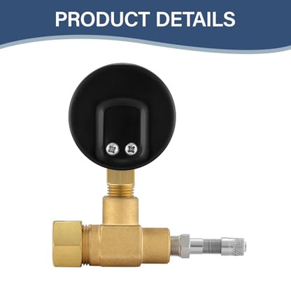 MEASUREMAN Air Over Water Test Regulator with Gauge, 2” Dial, 0-100 PSI, for Household Water Pipe Leak Detection, Includes 1/4” NPT Mount - size: 0-100 PSI