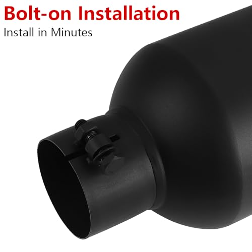 A-KARCK Exhaust Tip 3" Inlet to 6" Outlet, 15" Overall Length Black Coating Bolt On Exhaust Tailpipe Tip Protect Tailpipe - size: 3" Inlet 6" Outlet 15" Long, style: BLACK