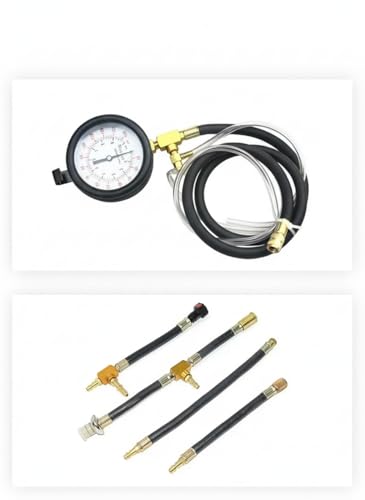 Fuel Injection Pressure Tester Kit 0-140 PSI, Universal Fuel Pump Pressure Gauge Set with Quick Release Valve, Reinforced Hoses & Multi-Size Adapters for Gasoline Engine Diagnostic ((TU-443Blue))