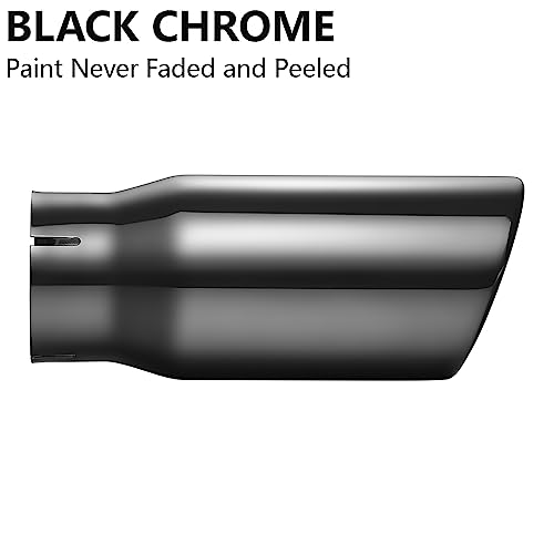 A-KARCK Black Chrome Exhaust Tips 4" Inlet, 4" Inlet 5"Outlet 12" Length Clamp on Universal Never Fading Stainless Steel Muffler Tip - size: 4" inlet - 5" outlet, 12" long