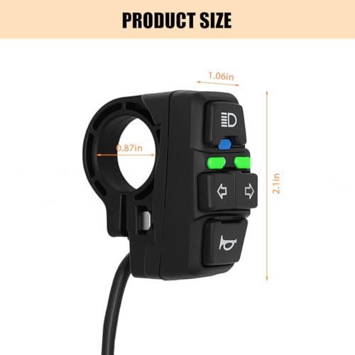 Motorcycle Head Light Turn Switch, 7/8" Ebike Horn Turn Signal Lamp Control with Wire Harness, Motorbike Handlebar Warning Button Mount, Compatible for Dirt Bike Scooter