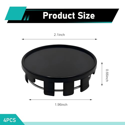 4 PCS Wheel Center Caps, ABS Plastic Snap-in Hub Cap, Waterproof Scratch-Resistant Rim Cover Fit for wheels with diameters between 1.96 and 2.1 inches, Universal for Most Cars (Black) - color: Black