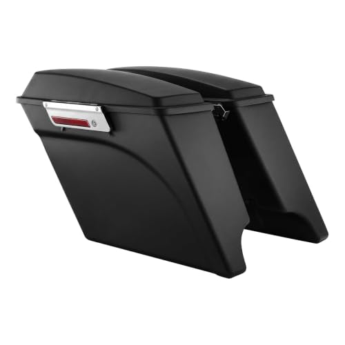 TCMT 5" Stretched Extended Saddlebags Fit For Harley Touring 1994-2013 - color: Matte Black Chrome Latches