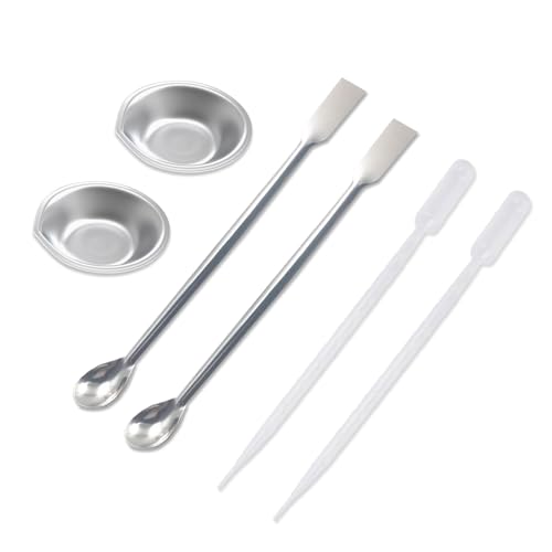 BRBASAP 2Pcs Metal Paint Tray Mixing Palette 2Pcs Metal Paint Stirrers 2Pcs Clear Plastic Droppers for Airbrush Painting Model Mixing DIY Art Craft Small Cups Bowls and Mixing Dishes