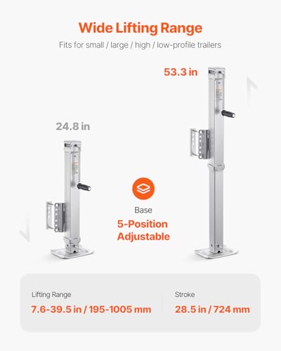VEVOR Heavy Duty Swivel Trailer Jack, 8000 lbs Static Load Capacity, 28.5" Lift Jack Stand with Handle for RV, Horse, Utility, and Yacht Trailers - size: 8000lbs