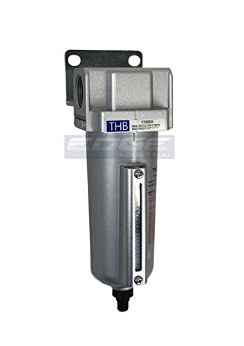 HEAVY DUTY HIGH FLOW COMPRESSED AIR IN-LINE PARTICULATE FILTER WITH METAL BOWL, 3/4" NPT PORTS, 140 CFM, VISIBLE SIGHT GLASS, 5 MICRON ELEMENT - style: 3/4" NPT, 5oz