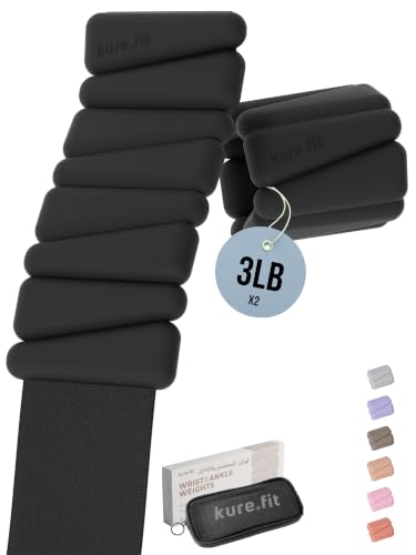 Pilates Wrist & Ankle Weights | Adjustable Weighted Bangles | 1/2/3LB Each - color: Black, size: 3 LB