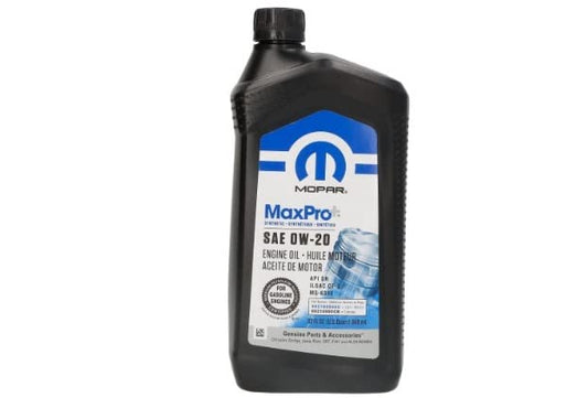 Mopar 68523994AA Genuine Motor Oil 0W-20 MaxPro+ OE Full Synthetic, 1 Quart, Pack of 1