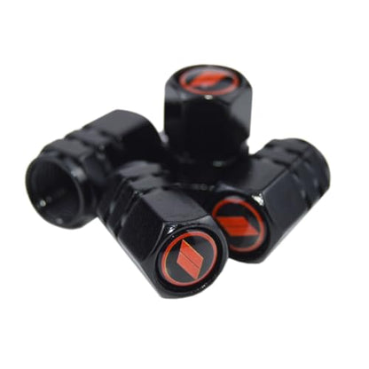 (Set of 4) 63mm=2.5 inches // Slash Wheel Center Caps Covers HubCaps + Tire Valve Stem Caps Trim for Dodge Charger Challenger Durango Hornet Dart R/T SRT Magnum Nitro Journey Caliber Avenger - color: red // on gloss black wheel caps + tire valve caps