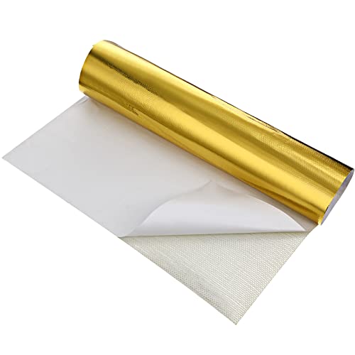 BBTO Heat Reflective Sheet Adhesive Backed Aluminized Fiberglass Heat Shield Tape Protection Barrier Heat Shield Resistant Material for Hose and Auto Use Heat Insulation Sheet(Gold, 12 x 24 Inch) - color: Gold, size: 12 x 24 Inch