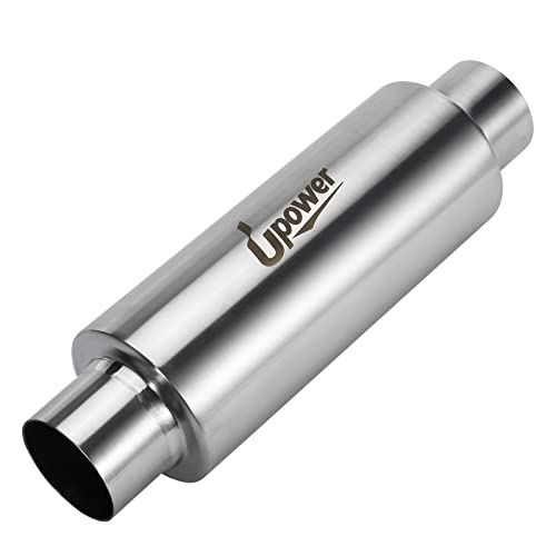 Upower 2.5" Inlet&Outlet Diesel Exhaust Muffler 4" x10" Body 14" Whole Length Universal Resonator - Straight Through Polished Stainless Steel Welded On Resonator Muffler - size: 2.5" Inlet 14" Overall Length