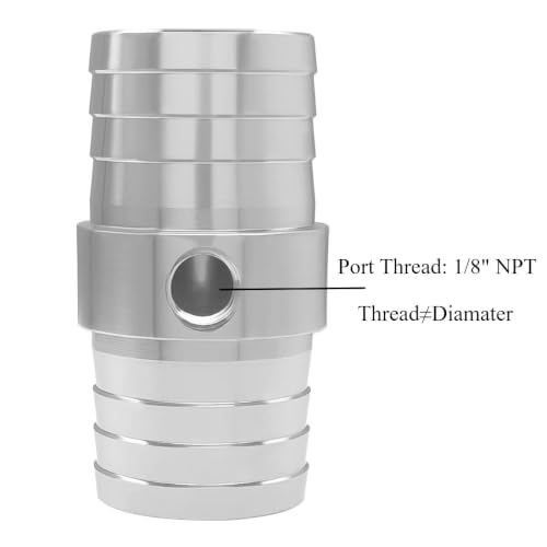 YSIL 1-1/4" Hose Barb Splice Coupler Radiator Fitting with 1/8" NPT Port - size: 1-1/4" to 1-1/4" to 1/8" NPT