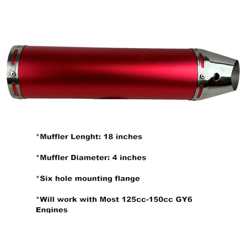 RedCap High Performance Muffler Exhaust System for 125cc 150cc GY6 Scooter Moped TaoTao Kymco Vitacci Benelli Beast 150 Upgrade for 152QMJ 157QMJ Engines (Red)