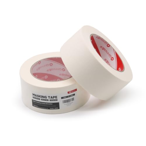 Masking Tape, 2 Inch x 55 Yards 1 Roll(Total 55 Yards)-Medium Adhesion White Painters Tape for Automotive Spray Painting, Arts & Crafts, Home DIY - size: 1Roll* 2 inch*55Y