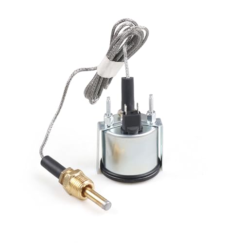 Dyno Racing 2" 52mm 12V Pointer Mechanical Water Temperature Temp Gauge （40-130℃,110-265℉,Yellow Light Car Meter with Sensor NPT 1/2, 1.8m Wire Length - style: 40-130℃ & 110-265℉
