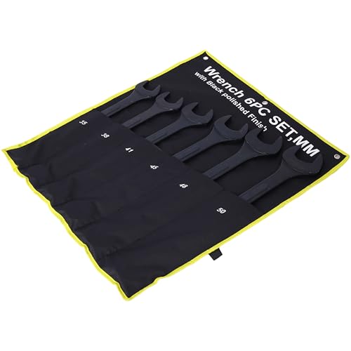 Jumbo Combination Wrench Set, 6-Piece Metric (35-50mm), Black Oxide, Pouch - Metric Sizes, Perfect for European & Asian Vehicles, Commercial & Heavy Duty Applications - color: 6-piece Metric (35-50mm), Black Oxide