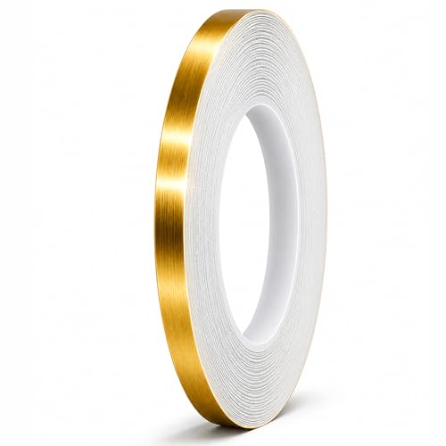 Gold Duct Tape, Metallic Mylar Film Tape, 10mm X 164 Ft. Vinyl Pinstripe Tape for Detailing Accent Wall, Wardrobe, Bathroom, Floor, Tile, Car, Graphic Arts - Stripe Stickers Decals - size: 10mm