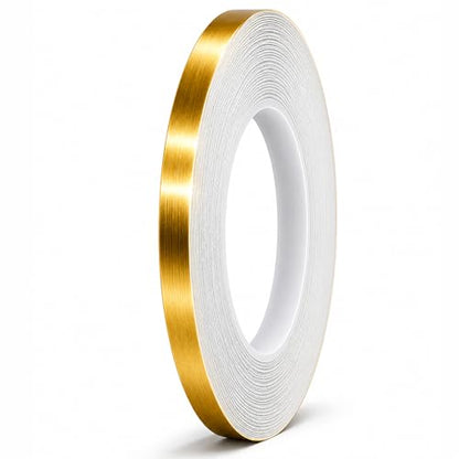 Gold Duct Tape, Metallic Mylar Film Tape, 10mm X 164 Ft. Vinyl Pinstripe Tape for Detailing Accent Wall, Wardrobe, Bathroom, Floor, Tile, Car, Graphic Arts - Stripe Stickers Decals - size: 10mm
