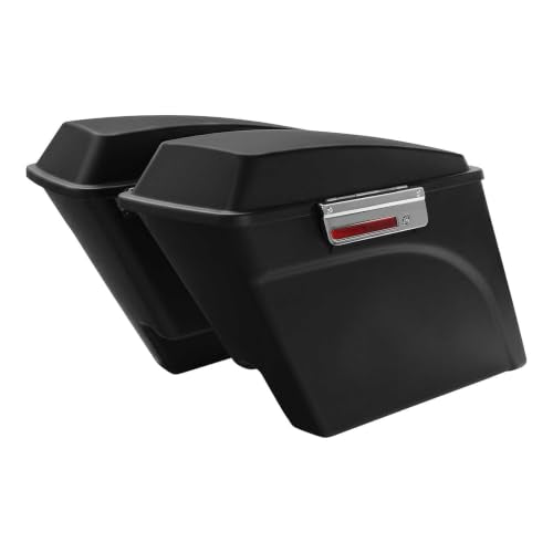 TCMT 5" Stretched Extended Saddlebags Fit For Harley Touring 1994-2013 - color: Matte Black Chrome Latches