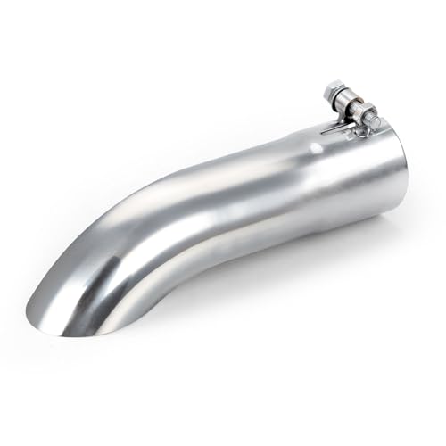 LCGP 2.25 Inch Inlet Turn Down Exhaust Tip, 2.25 Inch Inside Diameter Inlet, 9" Length Stainless Steel Turndown Exhaust Pipe - size: 2.25 Inch, style: Silver