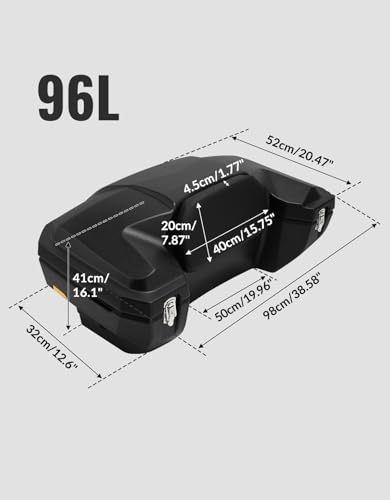 Green-L 96L Universal ATV Rear Rack Cargo Storage Box Trunk Luggage with Passenger Backrest Pad - size: #1-96L